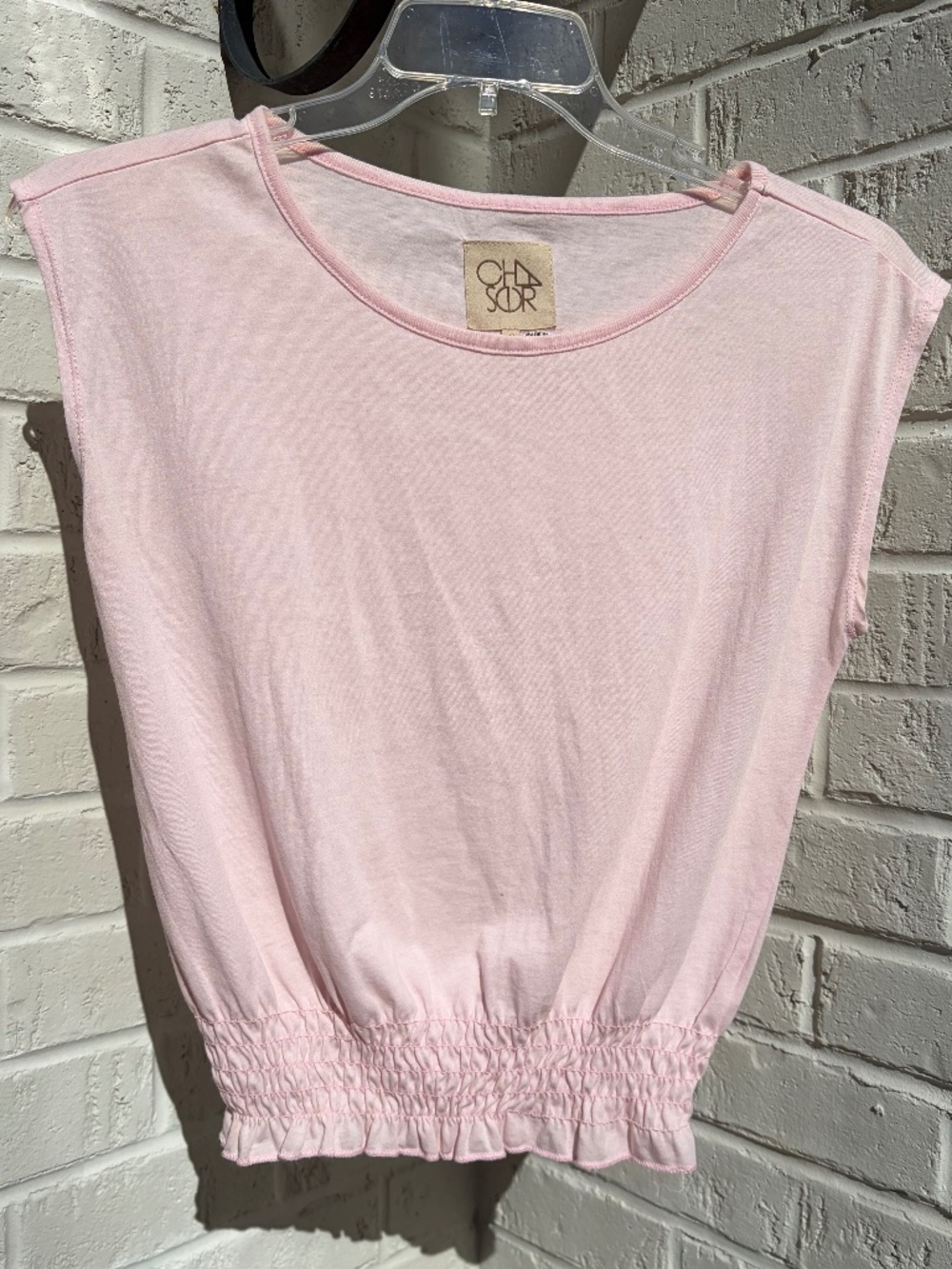 Chaser t-shirt smocked waist Small Pink